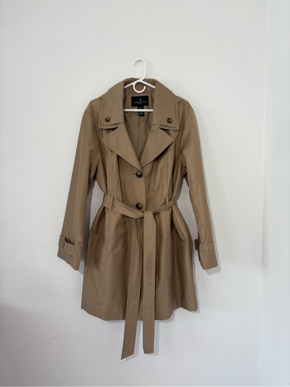 London Fog Beige Trench Coat with Waist Tie